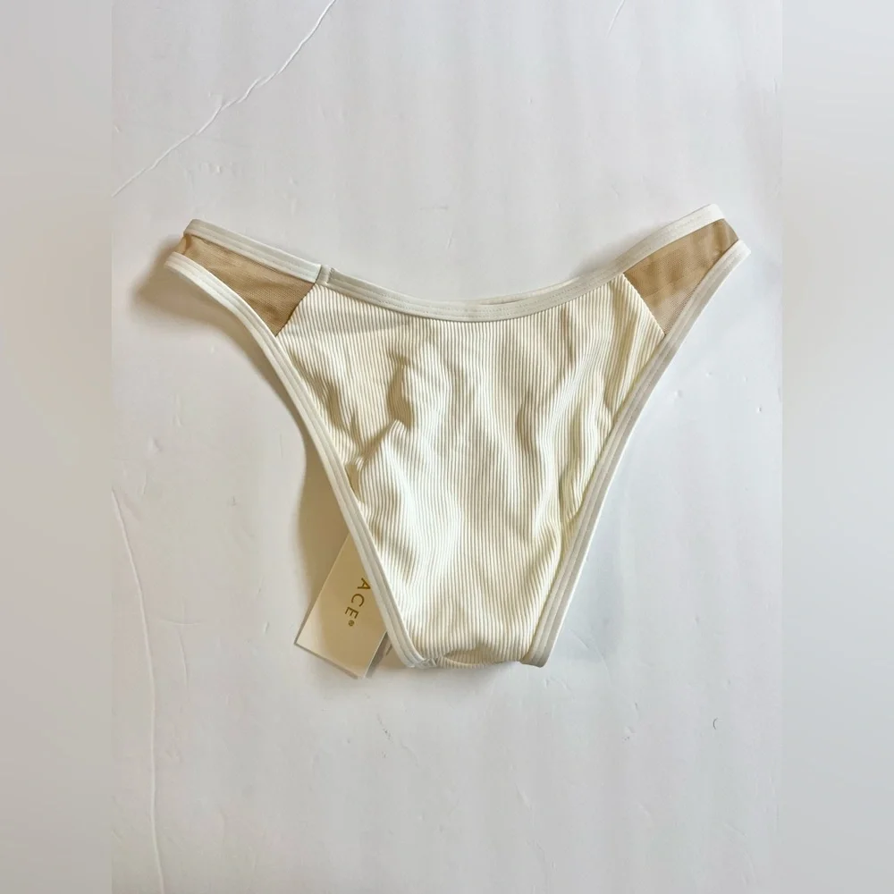 L*Space Cream mesh side Bikini Swimwear bottom S